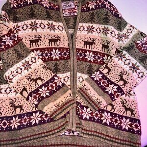 Tiara International Women Sweater Y2k Cabincore Fair-isle Zip